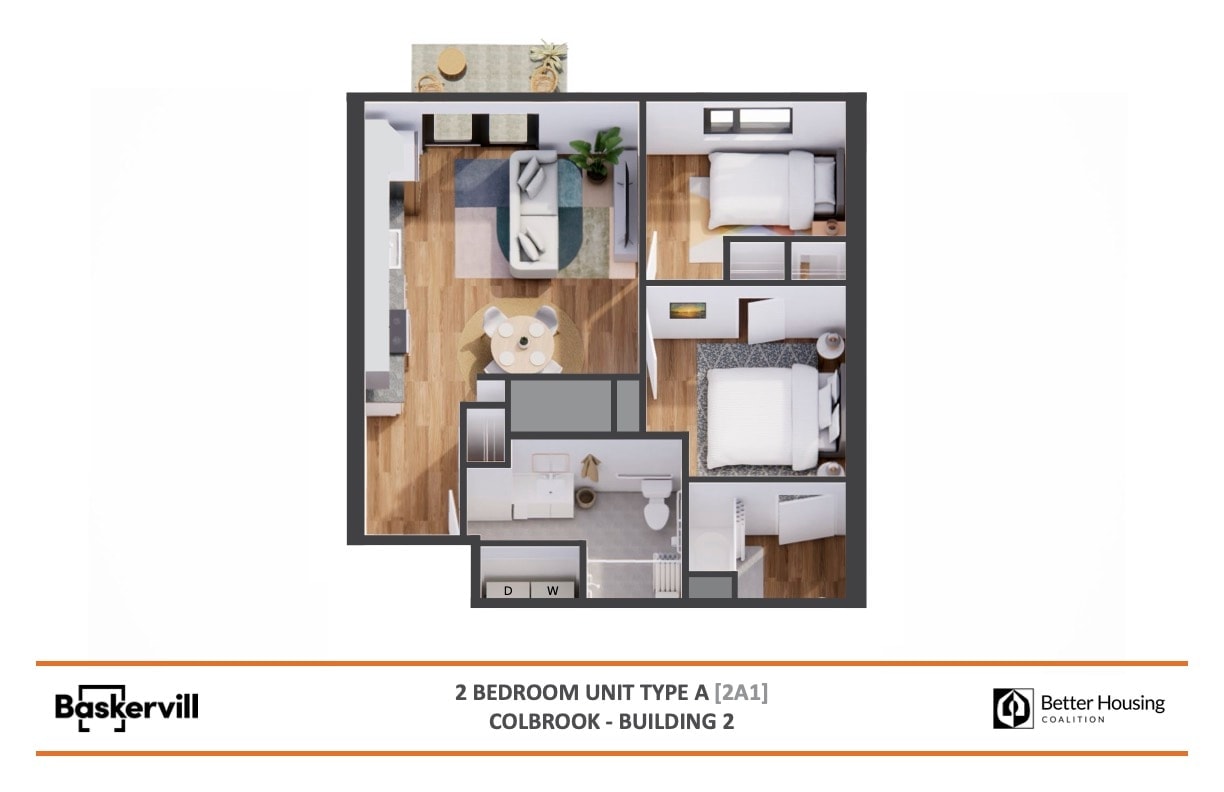Two bedroom floor plan